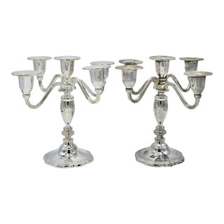 Vintage Five Branch Silver Plate Twisted Candelabras For Sale