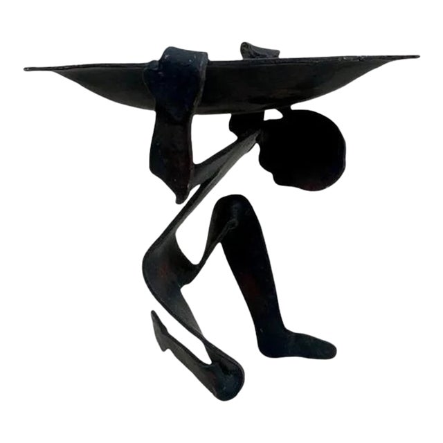 Cast Iron Atlas Sculpture “Carrying the World on Your Back” Candle Holder For Sale