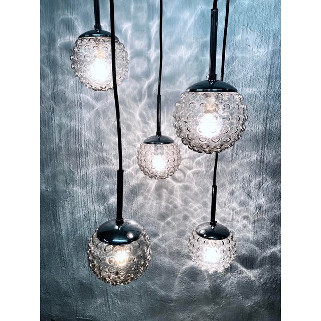 Space Age Cascade Pendant Light in Glass and Chrome by Rolf Krüger for Staff, 1960s For Sale - Image 14 of 15