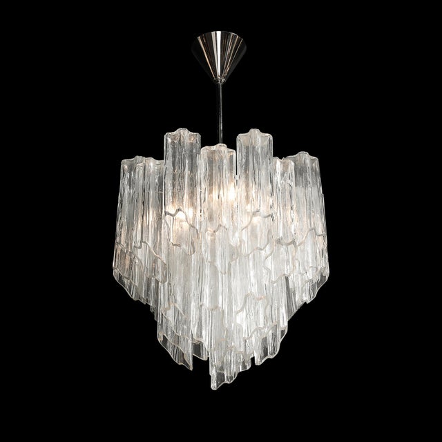 Mid-Century Modernist Hand-Blown Murano Angular Tronchi Glass Chandelier For Sale In New York - Image 6 of 18