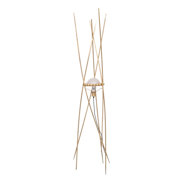 Vintage Italian Gold Art Floor Lamp from Mikado, 1970 For Sale