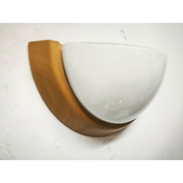 1980s Ash Wall Lamp with Glossy White Glass, 1980s For Sale - Image 5 of 7