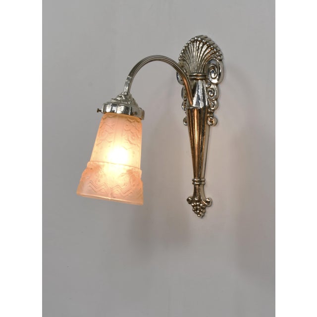 Single French Art Deco Wall Sconce by Muller Freres & A. Richard 1920s France For Sale - Image 6 of 13