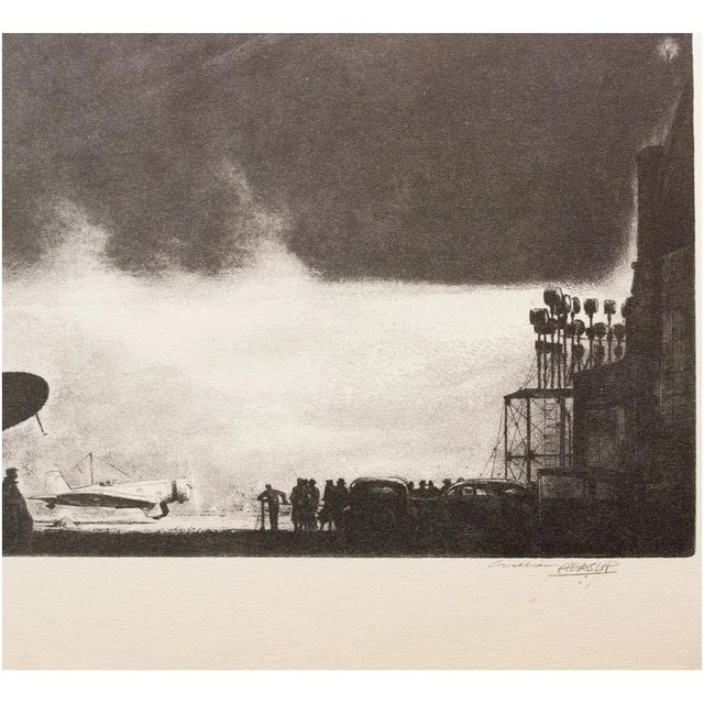 1939 After "Airport" by William Heaslip, First Edition Period Offset Lithograph For Sale In Dallas - Image 6 of 12