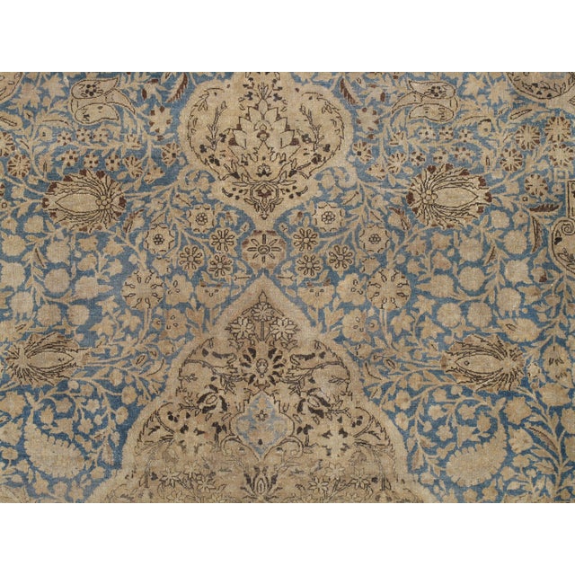 Persian Antique Tabriz Carpet, Handmade Carpet, Light Blue, Gold and Ivory For Sale - Image 3 of 5