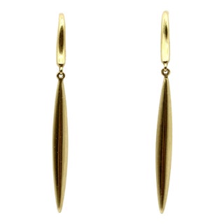 Vintage 18k Gold Tiffany & Co. Feather Drop Earrings, Pair For Sale