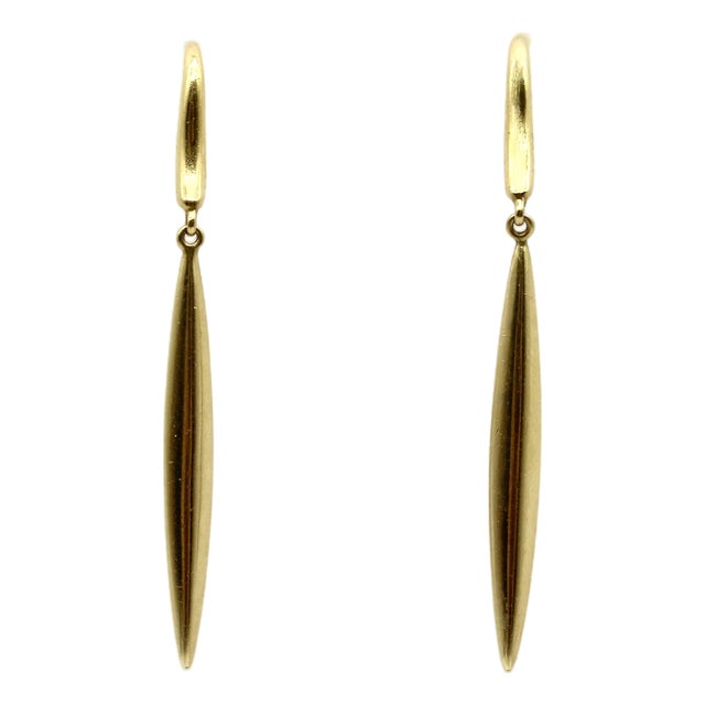 Vintage 18k Gold Tiffany & Co. Feather Drop Earrings, Pair For Sale