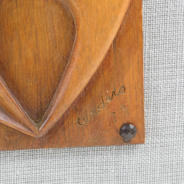 Abstract Abstract Wooden Wall-Mounted Art Sculpture Panel by Maxime Tendero, 1973 For Sale - Image 3 of 16