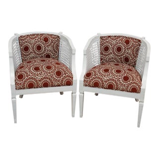 Mid-Century Rust & White Side Chairs - a Pair For Sale