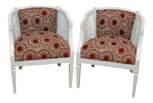 Mid-Century Rust & White Side Chairs - a Pair