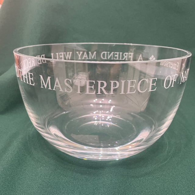 Simon Pearce Ralph Waldo Emerson Glass ‘Friendship’ Bowl 8.5” For Sale - Image 4 of 5