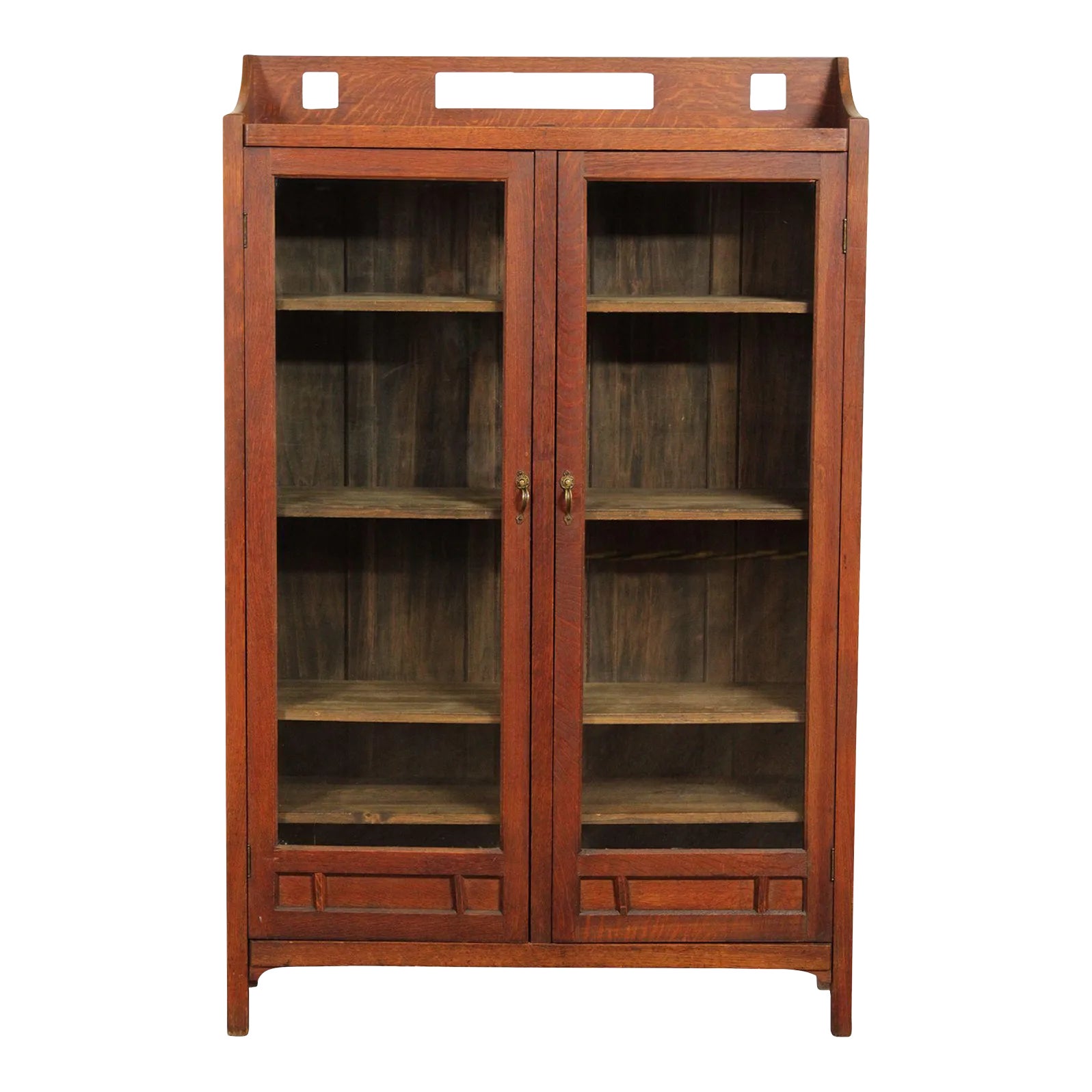 Antique Arts & Crafts Mission Oak Two-Door Bookcase | Chairish