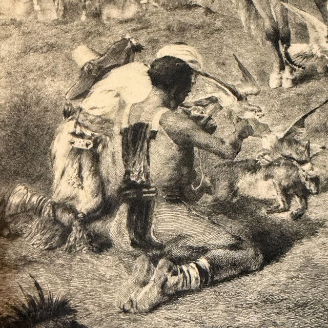 Antique Etching by French Artist Louis Monziès After Eugene Fromentin - Orientalist Falconry Equestrian For Sale - Image 11 of 17