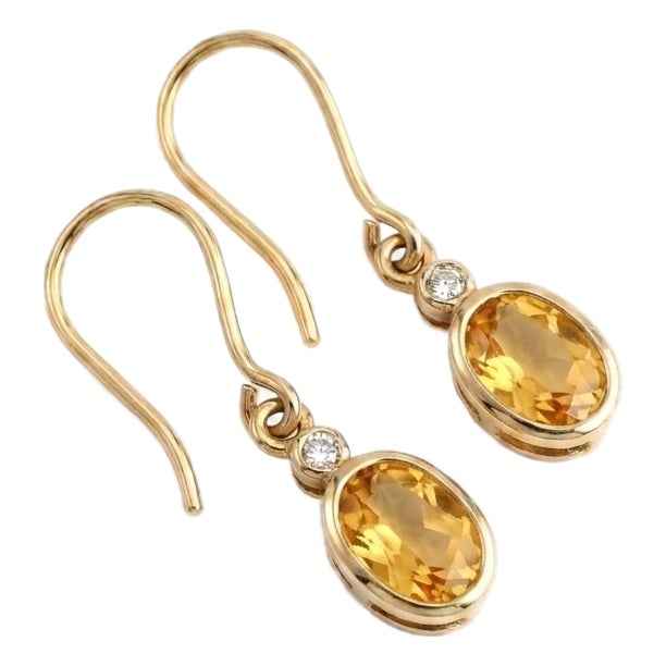 Natural Citrine Dangle Minimalist Earrings • November Birthstone Earrings - A Pair For Sale