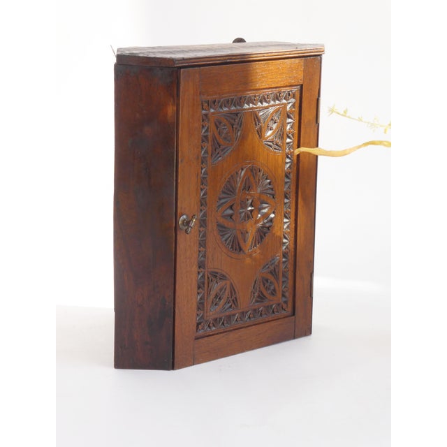 1920s Antique Dutch Folk Art Wooden Corner Cabinet, 1920s For Sale - Image 5 of 10