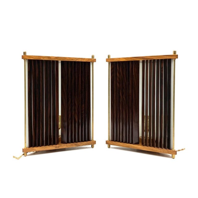 Palisander and Brass Table Lamps by Leonardo Mosso, Italy, 1970s, Set of 2 For Sale - Image 14 of 18