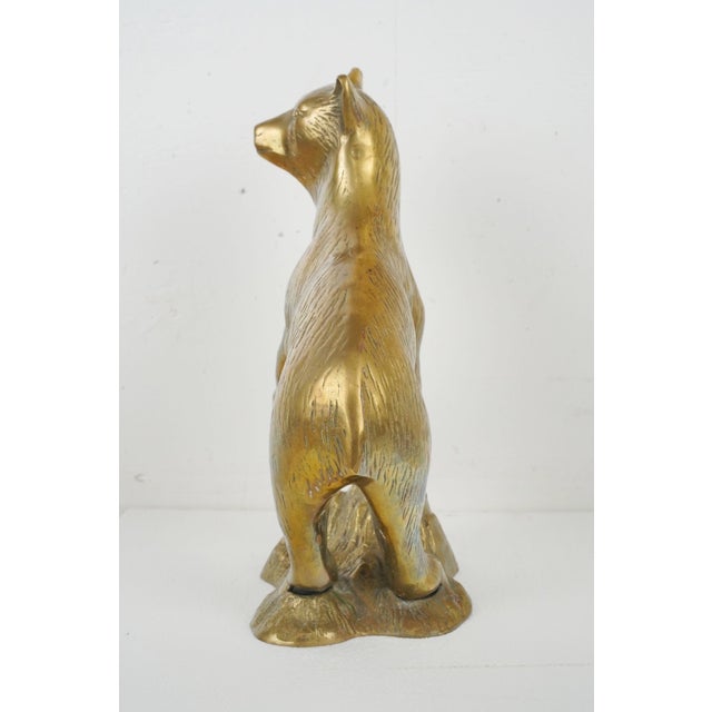 Metal Vintage 12.875 In. Brass Bear Statue For Sale - Image 7 of 7