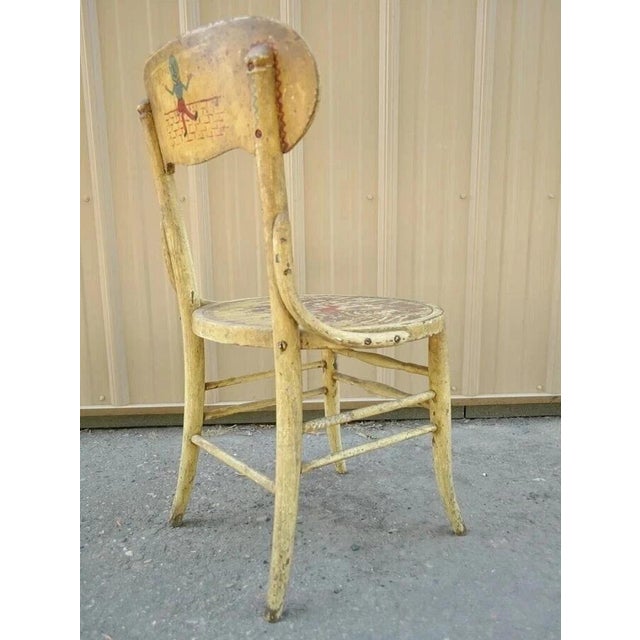Antique Rustic Primitive Distress Hand Painted Nursery Rhymes Side Accent Chair For Sale - Image 10 of 10