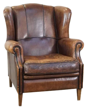 Wing Chair in Brown Leather