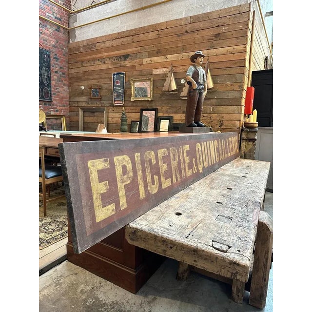 Large Store Sign in Painted Wood, 1950s For Sale - Image 4 of 5