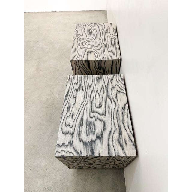 Pair of Vintage Postmodern Nightstands Featuring Ettore Sottsass Veneer For Sale In Palm Springs - Image 6 of 10