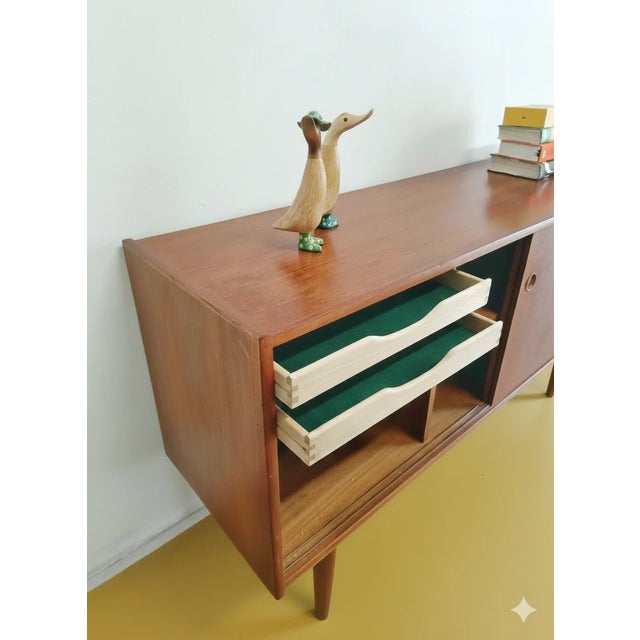 Mid-Century Modern Vintage Danish Teak Sideboard with Sliding Doors and Drawers, 1950s For Sale - Image 3 of 7