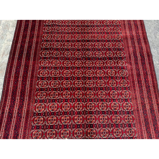 Islamic Afghan Hand Knotted Turkoman Tribal Wool Rug For Sale - Image 3 of 8