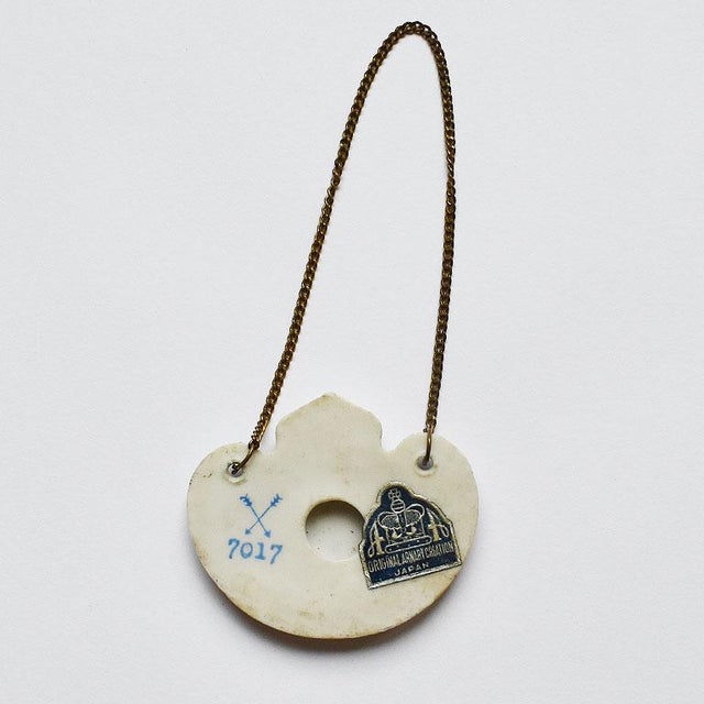 Porcelain Ceramic Antique Hand Painted Liquor Rye Bottle Tag For Sale - Image 4 of 4