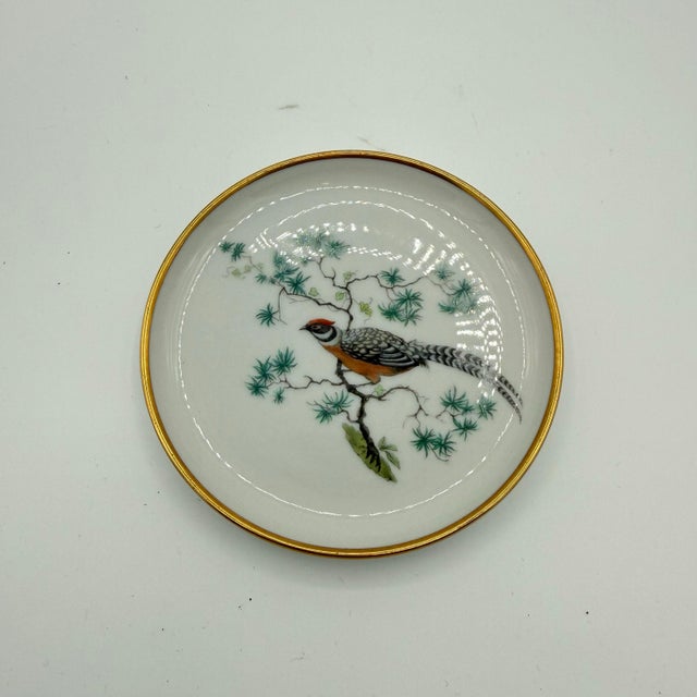 The Skinny A pair of petite vintage Rosenthal porcelain plates with jewel-toned pheasants and luminous gold rims Selb-...