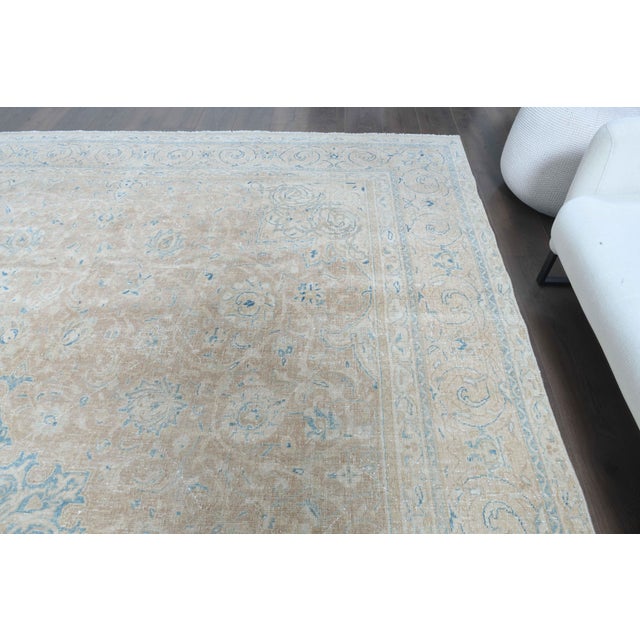 1970s 1970s Vintage Persian Handmade Wool Cotton Beige Area Rug For Sale - Image 5 of 11