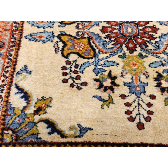 Vintage Persian Bakhtiari Rug, Hand-Knotted Wool, Floral Pattern, Ivory & Rust Red, 3x3 For Sale - Image 9 of 12