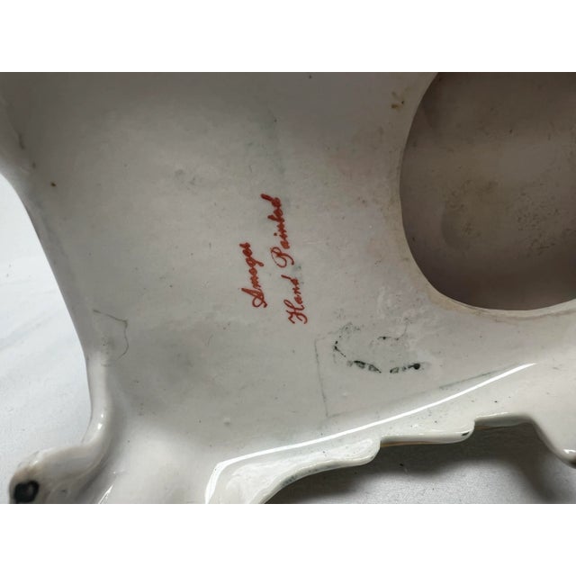 Green 1940's Amoges Porcelain Cornucopia Vases, a Pair For Sale - Image 8 of 8