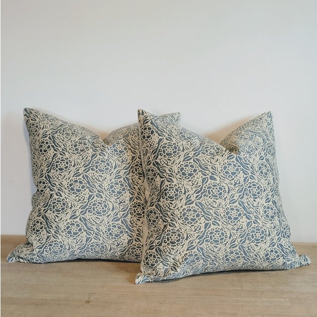 Not Yet Made - Made To Order Fortuny Fiori Pillows in Storm Blue & Ivory - Pair For Sale - Image 5 of 6
