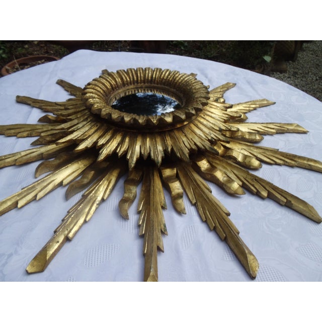 Antique Wooden Sun Mirror in Original Frame, 1890s For Sale - Image 5 of 15