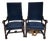 Mid 20th Century Pair of Jacobean Revival Carved Wood Barley Twist Velvet Armchairs For Sale