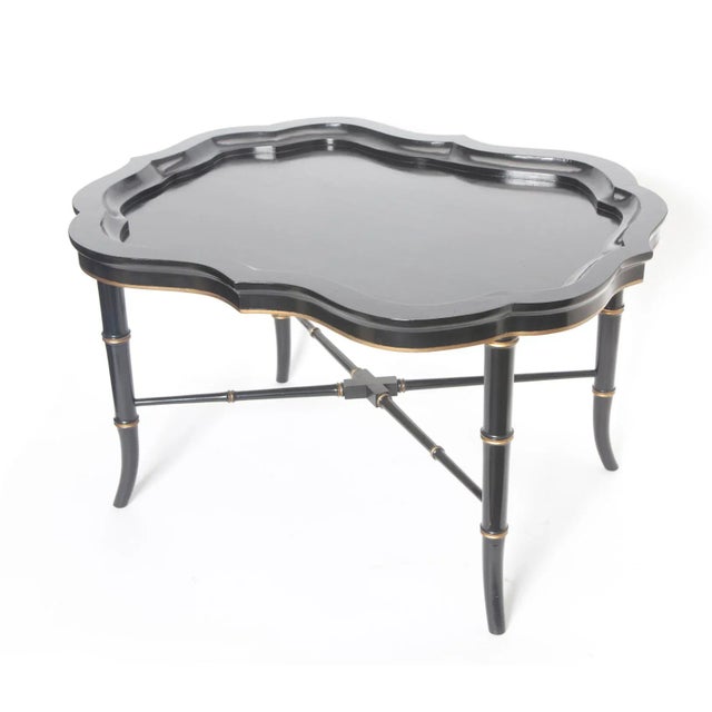 Antique Ebony Tray Table with Glass Top- 3 Pieces For Sale In Los Angeles - Image 6 of 12
