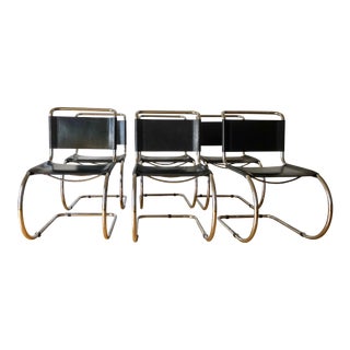 Vintage Leather Mies Van Der Rohe for Thonet Mr10 Chairs- Set of 6 For Sale