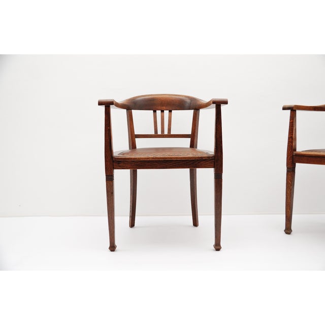 1930s Vintage German Art Deco Armchairs in Wood and Leather, 1930s, Set of 2 For Sale - Image 5 of 17