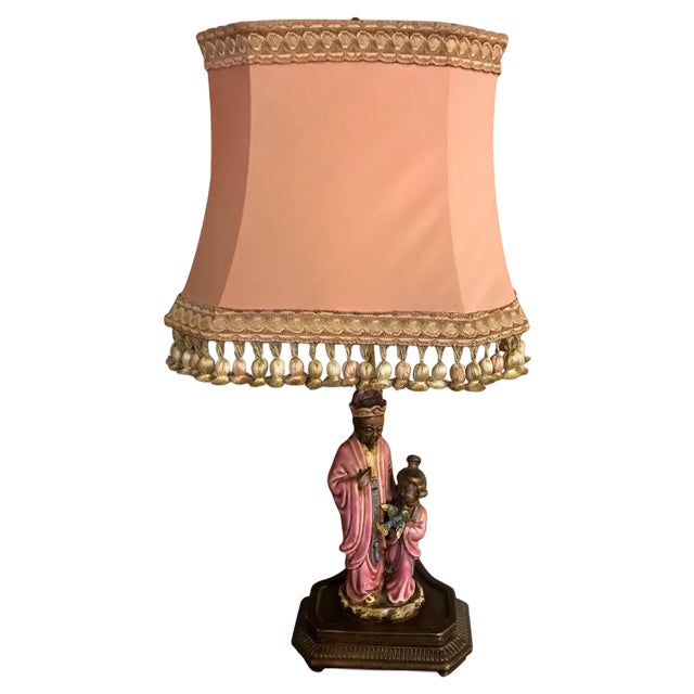 Chinese-Style Porcelain Table Lamp, 1950s For Sale