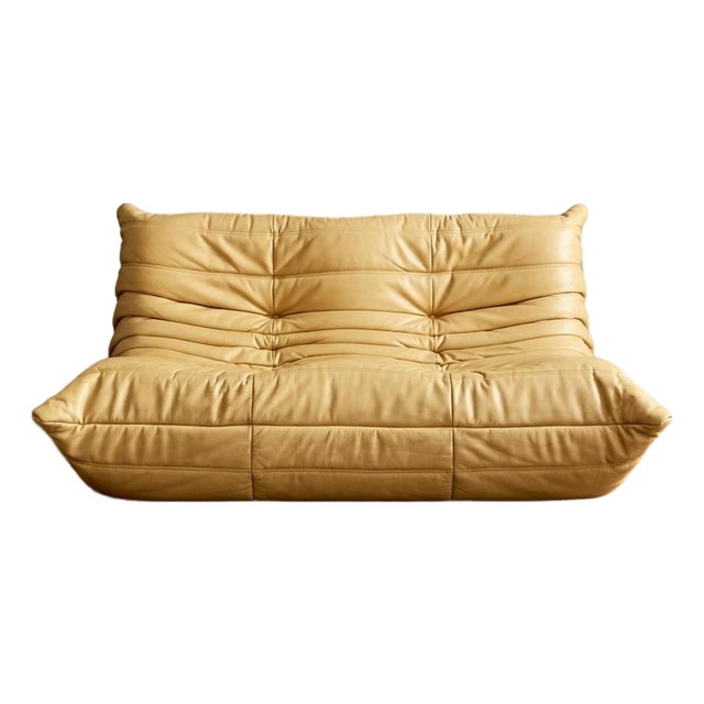 Ligne Roset Togo Armless Leather Loveseat For Sale