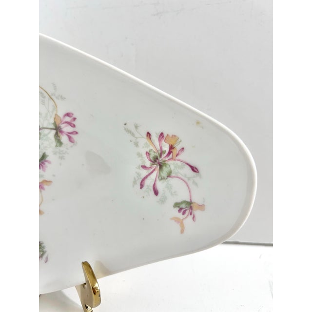 Limoges, France Antique Limoges Porcelain Bonbon Dish – Hand Painted Honeysuckle Floral French Serving Dish, Wm. Guerin For Sale - Image 4 of 7
