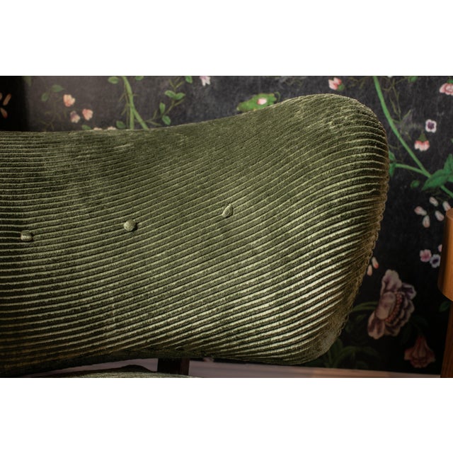 1940s Otto Schultz Green Corduroy Lounge Chair For Sale - Image 10 of 10