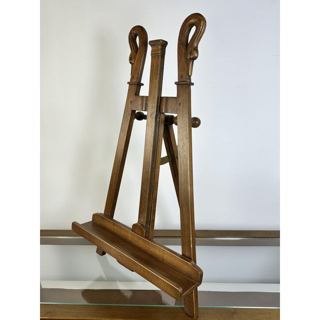 Walnut Easel with Swan Neck Decoration, 1970s For Sale - Image 14 of 15