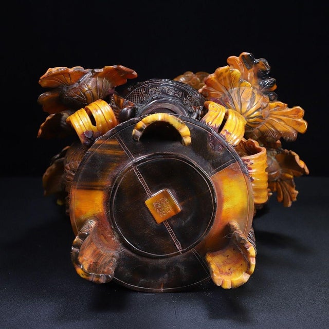 Late 19th Century Large Carved Faux Horn Bodhisattva on Dragon Sculpture For Sale - Image 10 of 10