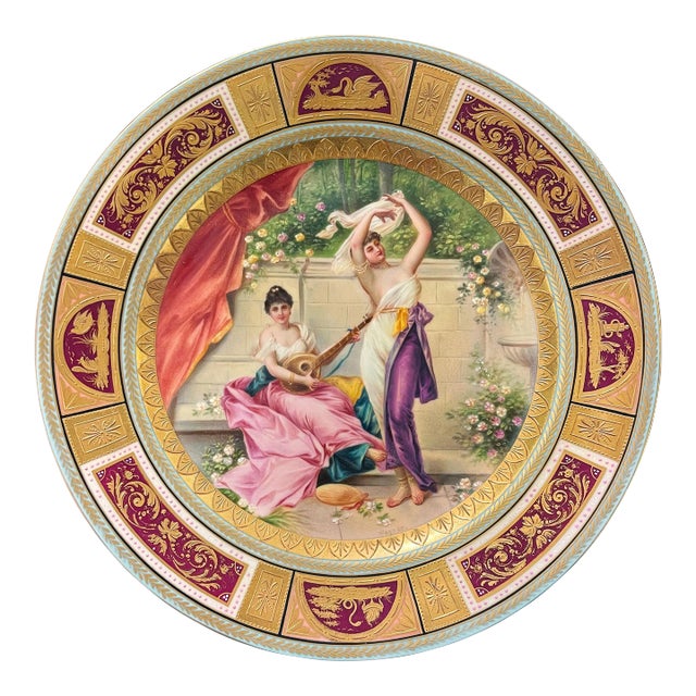 A Gilt & Hand Painted Royal Vienna Cabinet Plate by Wagner, Late 19th Century For Sale