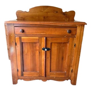 Antique 19th Century Early American Primetive Style Pine Jelly Cupboard Cabinet For Sale