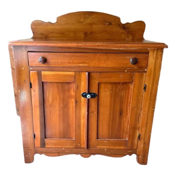Antique 19th Century Early American Primetive Style Pine Jelly Cupboard Cabinet For Sale