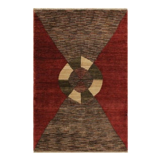 Shabby Chic Gabbeh Red/Brown Wool Rug - 3'11'' X 5'11'' For Sale