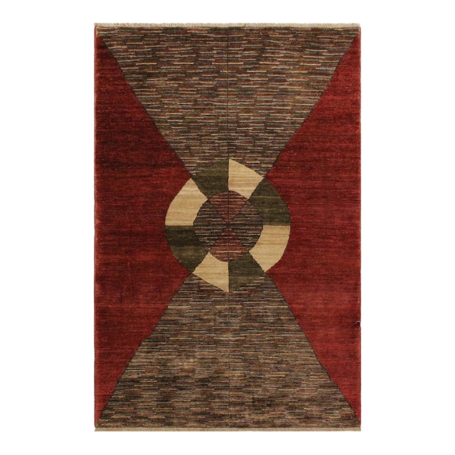 Shabby Chic Gabbeh Red/Brown Wool Rug - 3'11'' X 5'11'' For Sale