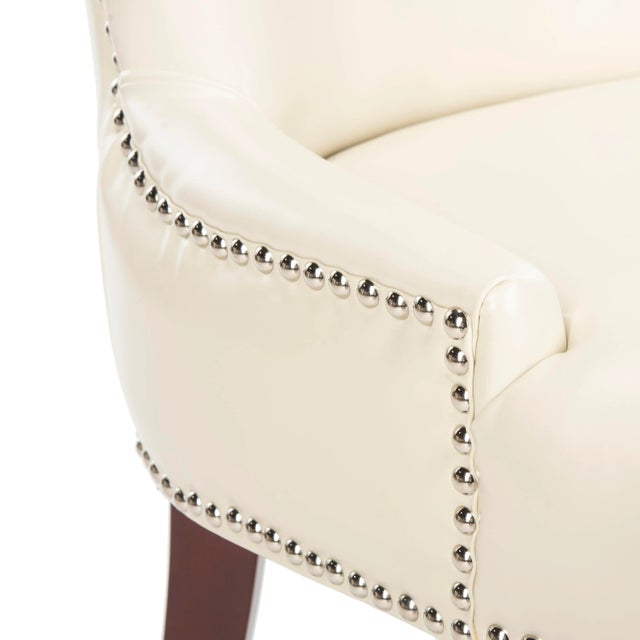 Wood 19''H Leather With Silver Nailheads in Flat Cream & Cherry Mahogany For Sale - Image 7 of 10